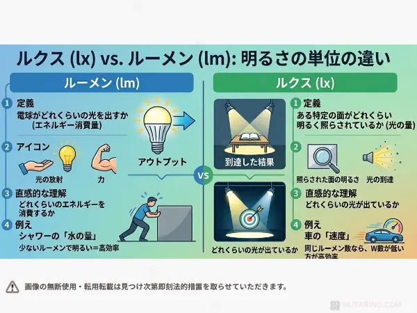 「ルーメン」と「ルクス(lx)」の違いとは?