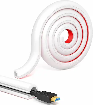 配線カバー モール 白 ケーブルカバー 粘着式 PVC 柔らかい ケーブル隠し 壁に這わせる 配線整理 コードカバー 太め 自宅/オフィス/倉庫/床 賃貸 屋外 壁/床 配線整理 1M