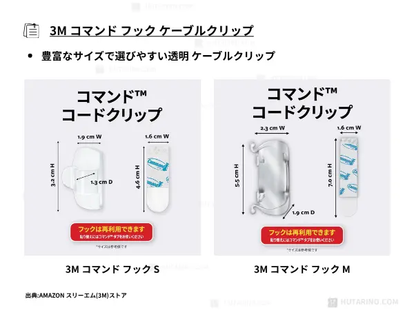 3M コマンド フック ケーブルクリップ 配線止め クリア Sサイズ 20個 CMG-S-CL20 コードクリップ コードフック まとめる