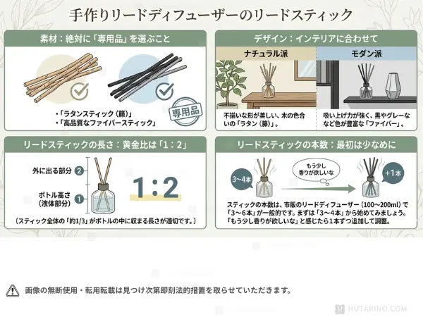 手作りリードディフューザーの材料 リードスティック