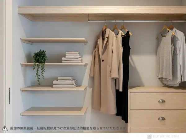 テープライトを取り付ける前のクローゼットの写真