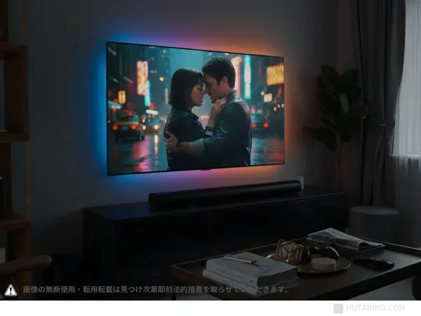 TVのバイアスライティングの様子の写真