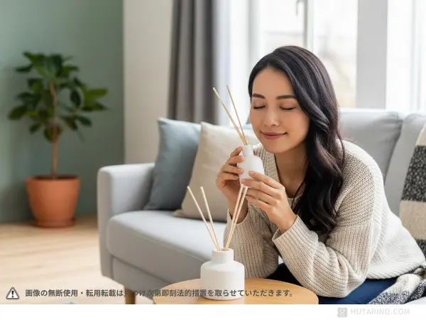 リードディフューザーの複数置いている6畳以上の部屋の写真