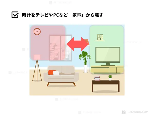 電波時計をテレビやルーターから離しておく