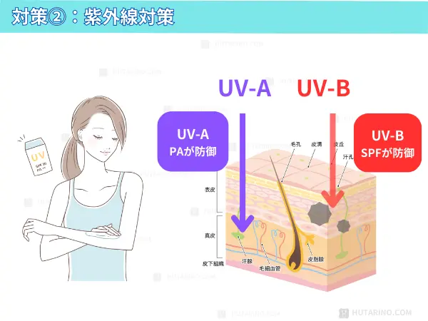 紫外線対策を説明するイラスト