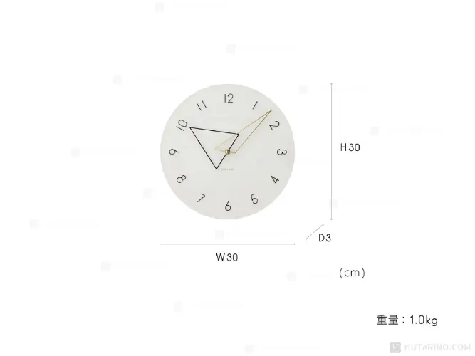 CL-4342 Kolmio コルミオ ウォールクロック サイズ表記