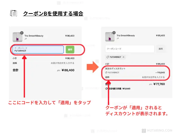 クーポンAの使い方の説明のイラスト