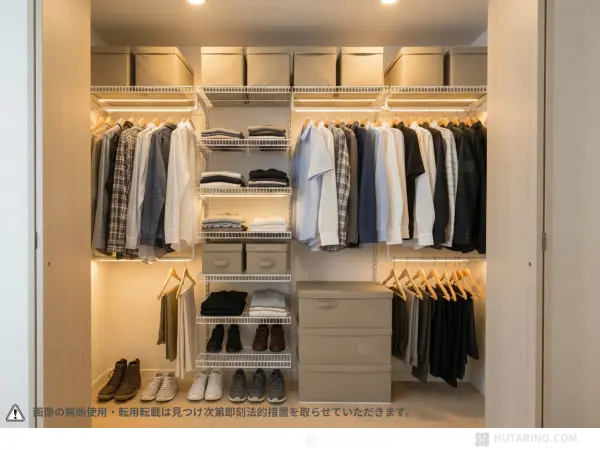 LEDテープライトをクローゼットで使用した写真