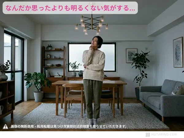 おしゃれな照明器具を付けてみたら思ったより暗くて、生活しづらい…