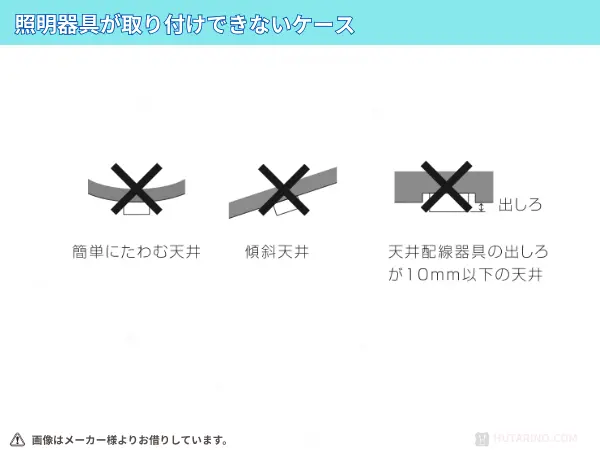 照明器具が取り付けられないケースの紹介イラスト