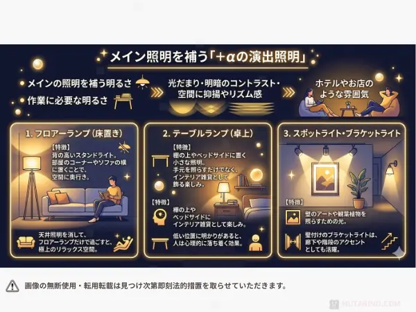 2. メイン照明を補う「+αの演出照明」