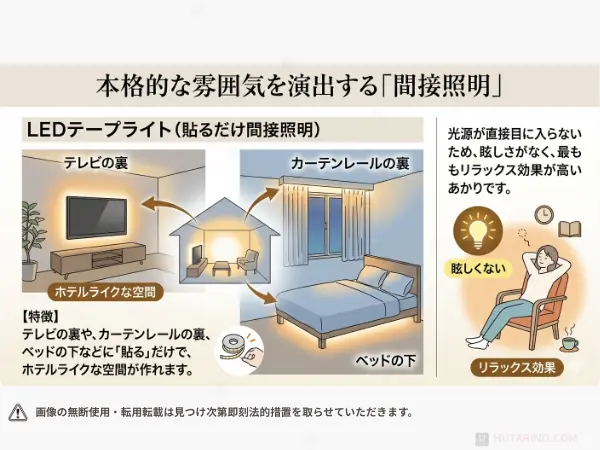 3. 本格的な雰囲気を演出する「間接照明」