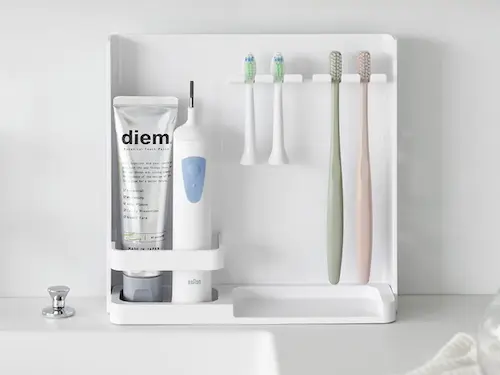 カラフルなパッケージを隠す!【目隠し歯ブラシ&チューブスタンド】