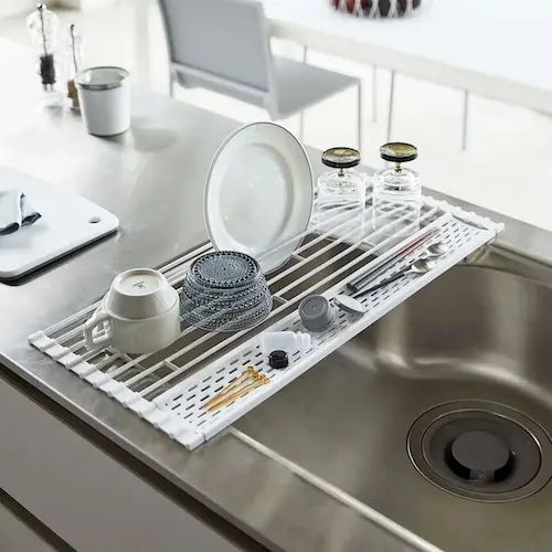 山崎実業 tower 折り畳み水切り タワー シリコーントレー付き(S/L)使用イメージ